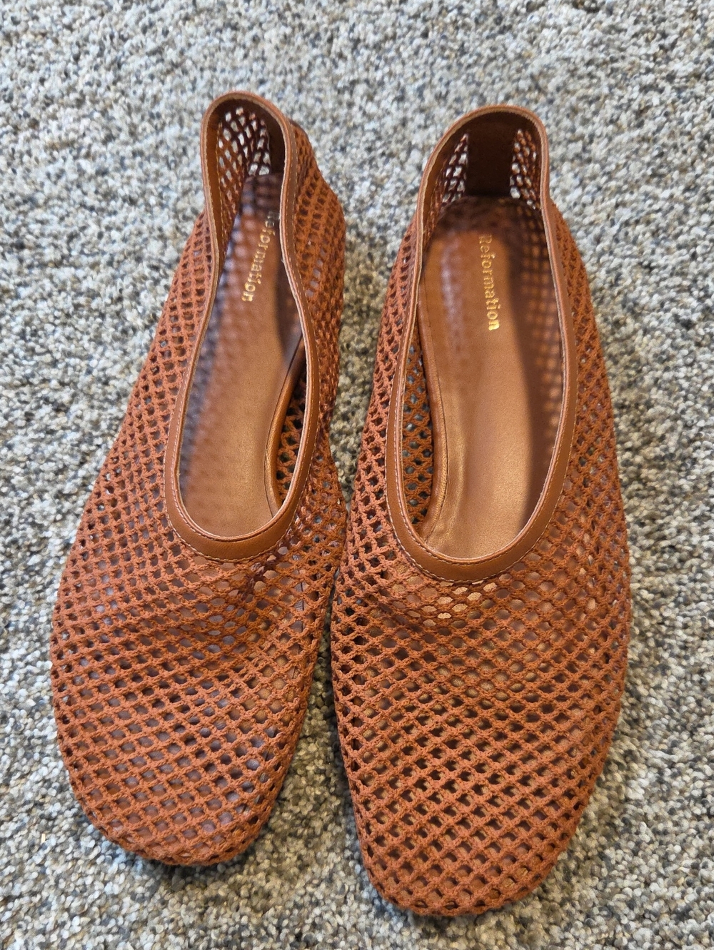 Reformation Britt Ballet Flat In Brown Crotchet (Seasonal Color)